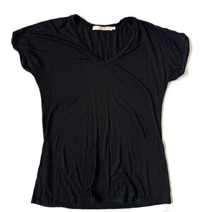 7115 by Szeki Womens S Black V-neck Tee Shirt Short Sleeve New York Tencel